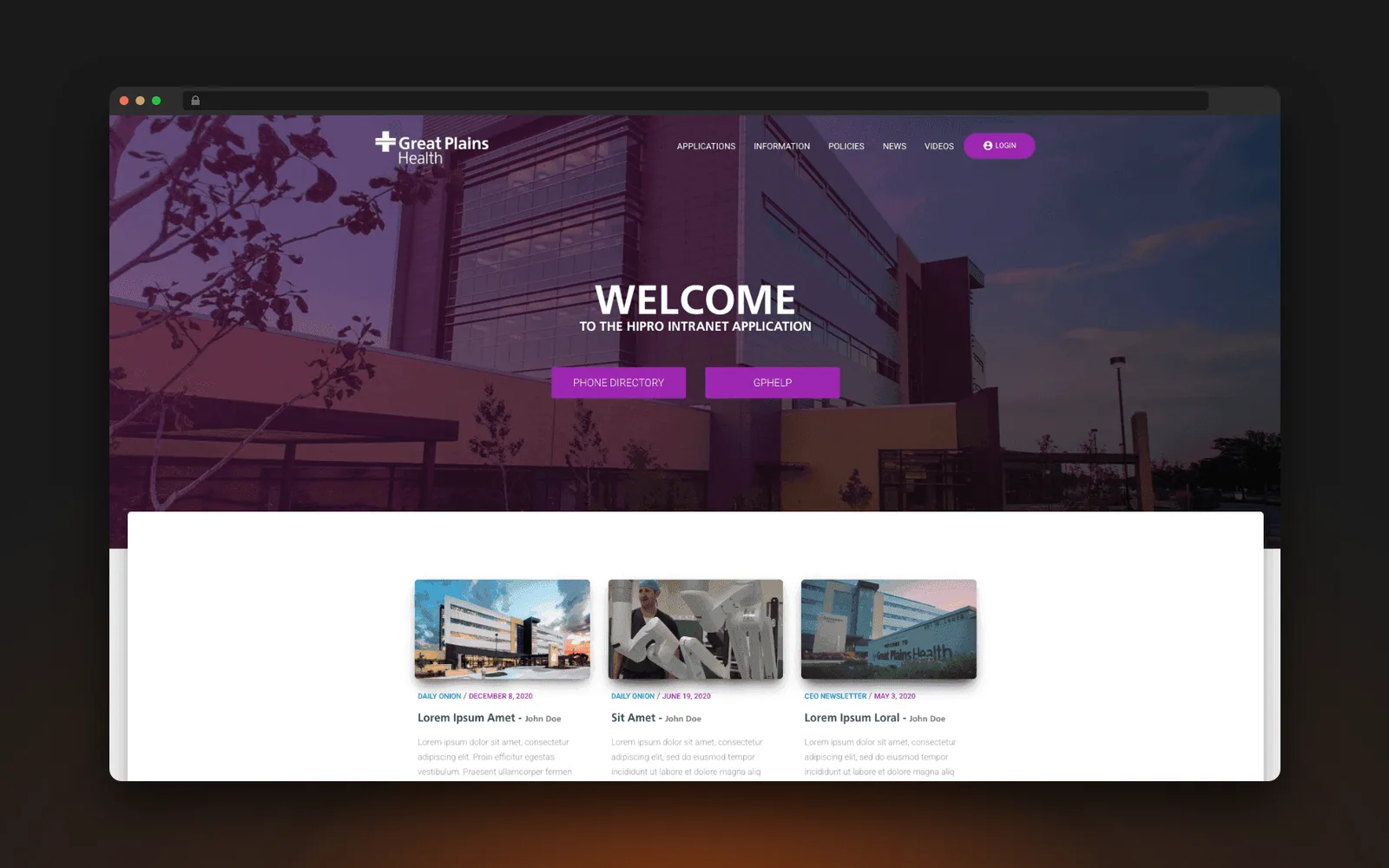 GPHealth Intranet & Policy Management for Great Plains Health