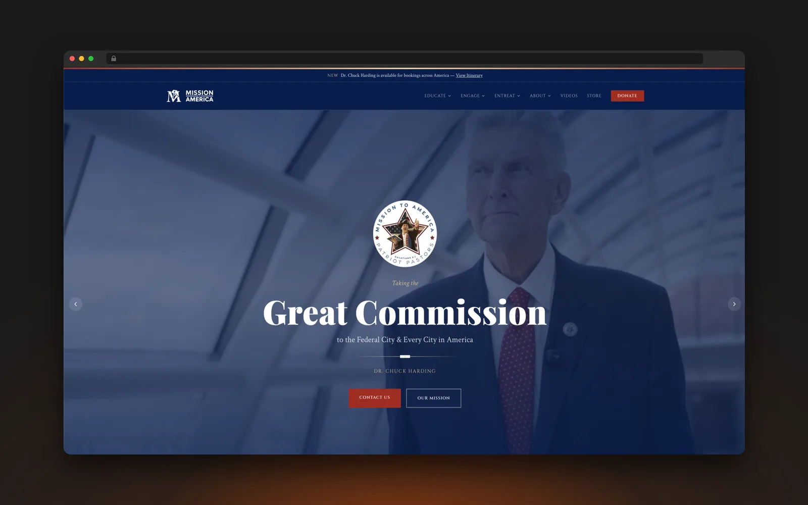 Mission to America Website for Mission to America